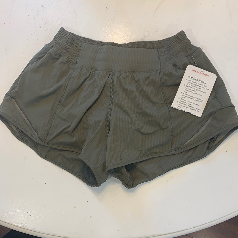 lululemon army green shorts. tag still on!